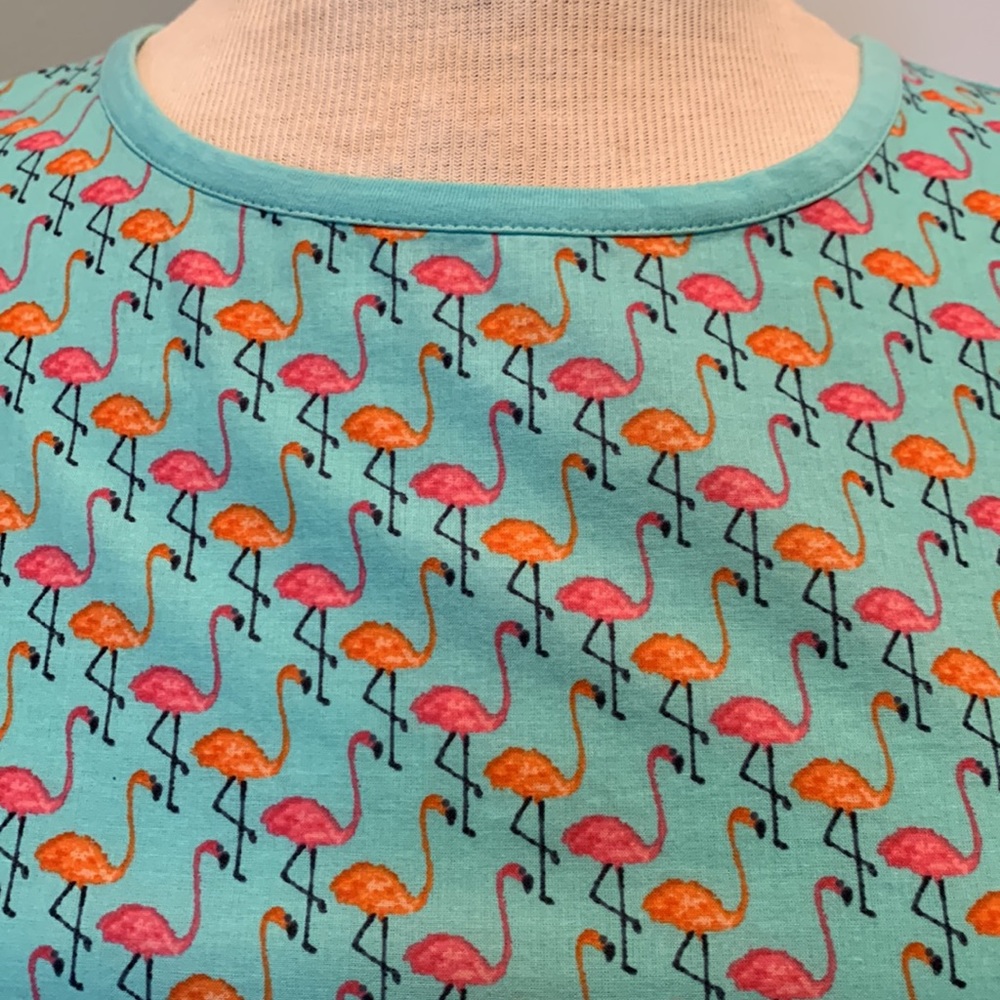 Talbots Turquoise 🦩Flamingo Cotton Tank Top Size Small